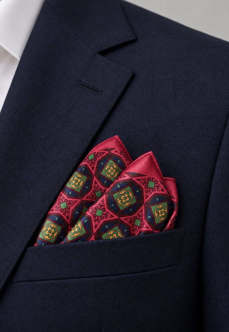 Einstecktuch Rot mit orientalischem Ornamentmuster