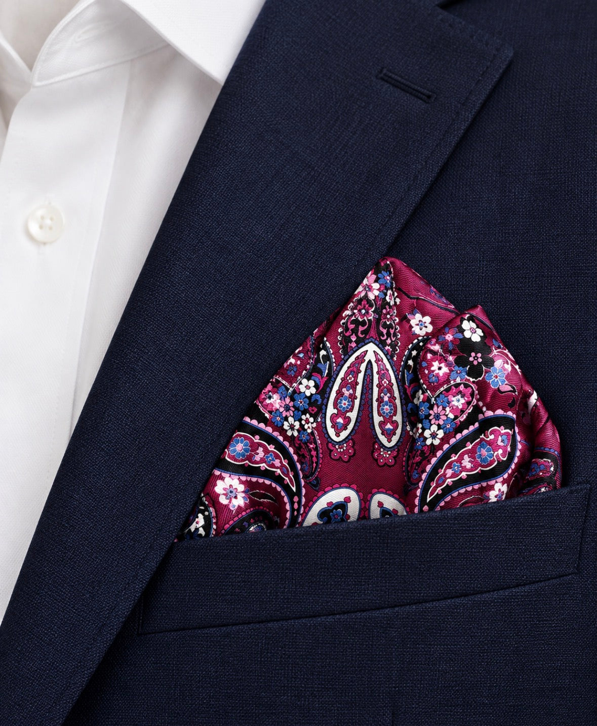 Einstecktuch Pink mit floralem Paisley-Muster