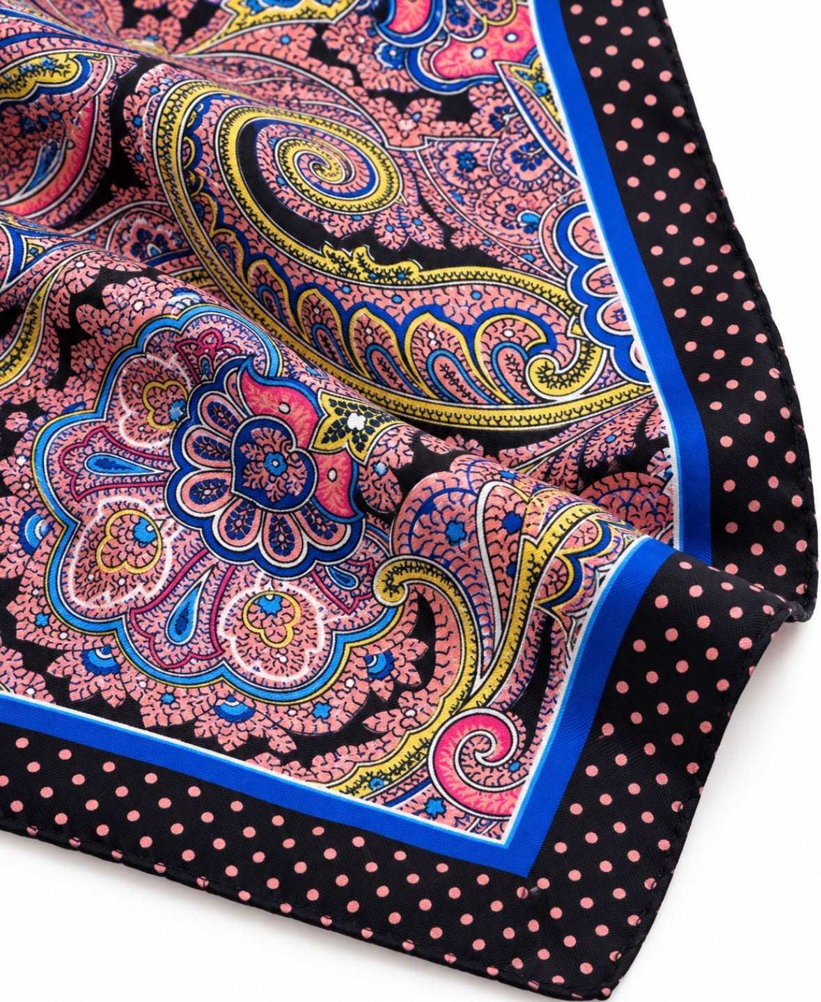Einstecktuch Schwarz-Pink mit floralem Paisley-Muster