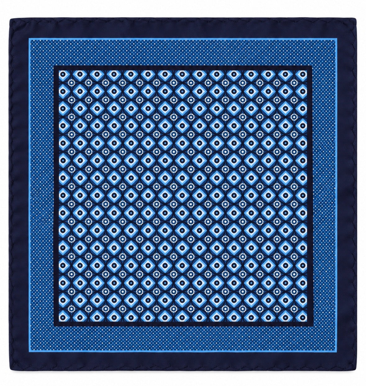 Einstecktuch Blau mit geometrischem Retro-Muster