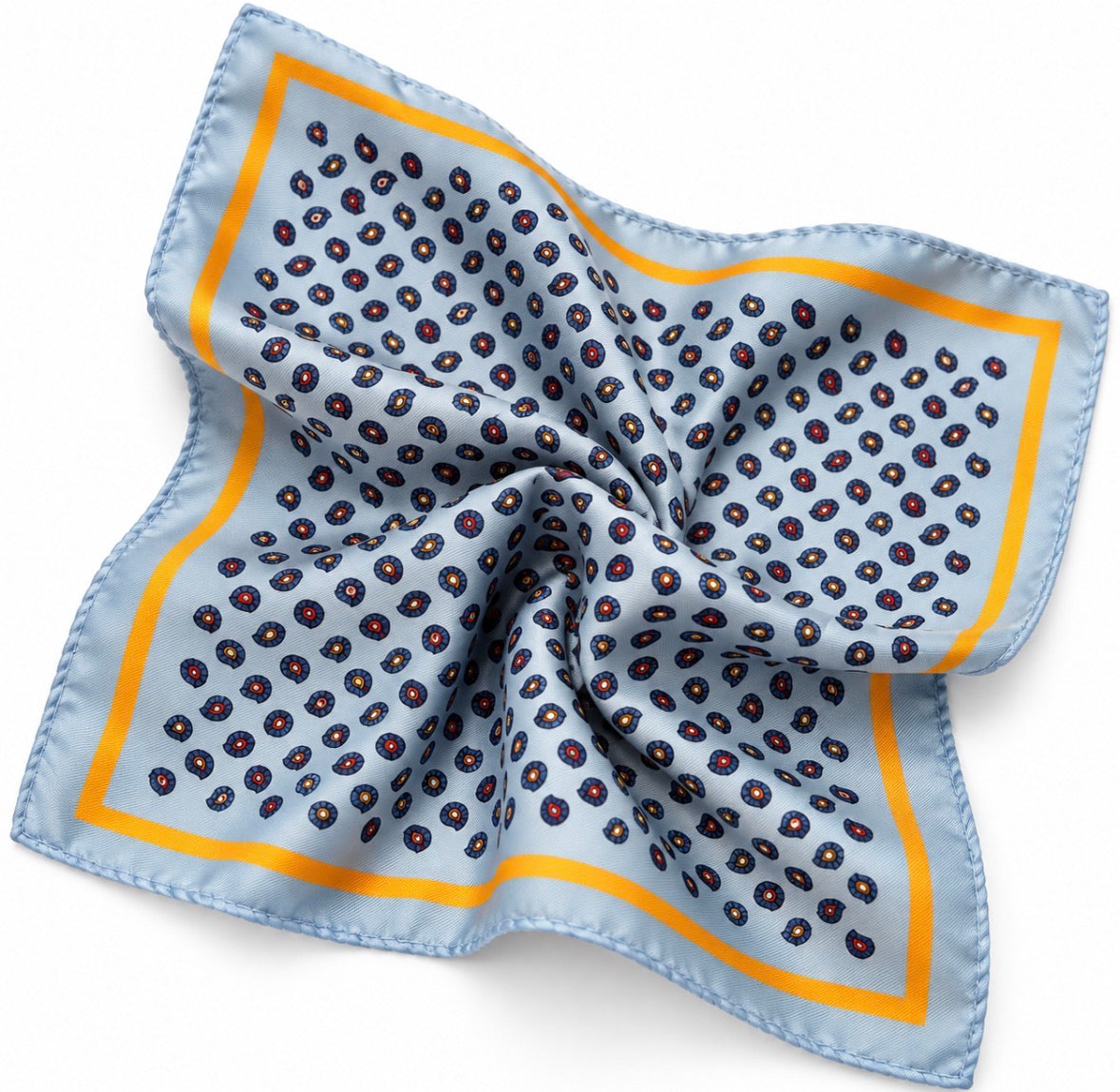 Einstecktuch Hellblau mit Mini-Paisley-Muster