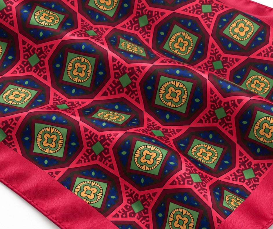 Einstecktuch Rot mit orientalischem Ornamentmuster