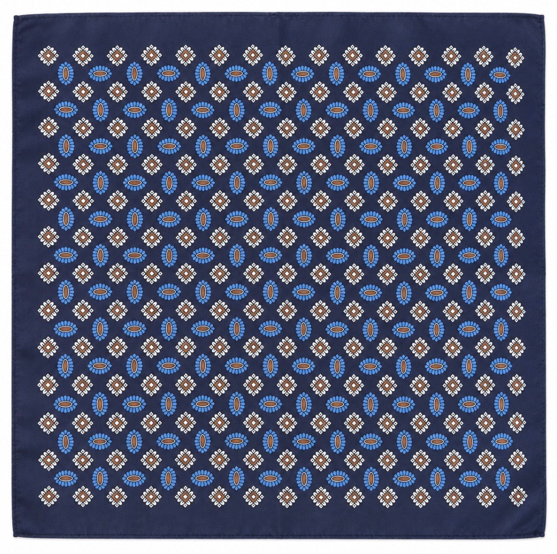 Einstecktuch Navy mit Retro-Medaillonmuster