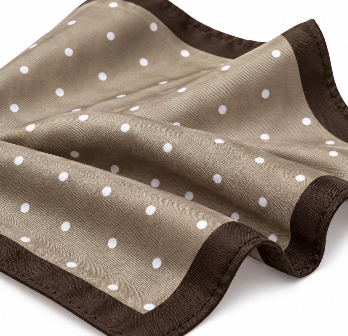 Einstecktuch Taupe-Braun mit weißem Punktmuster