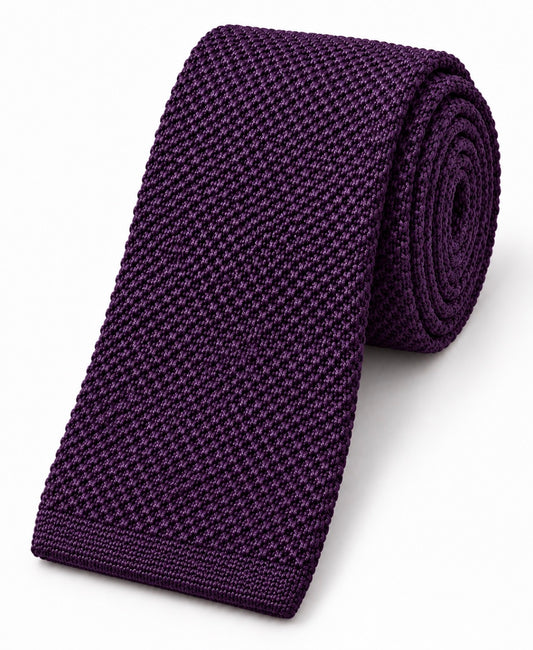 Strickkrawatte Aubergine