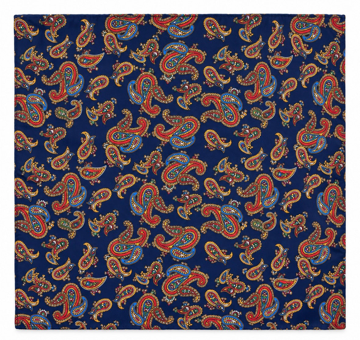 Einstecktuch Navy mit mehrfarbigem Paisley-Muster