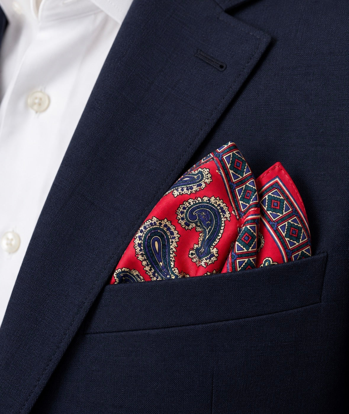 Einstecktuch Rot mit klassischem Paisley-Muster