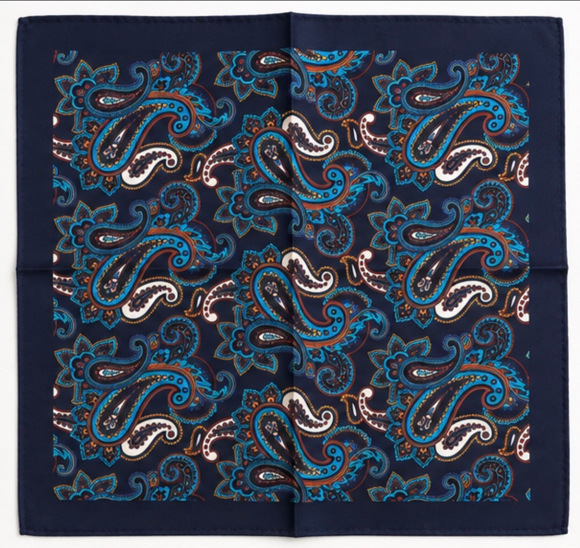 Einstecktuch Dunkelblau mit orientalischem Paisley-Muster