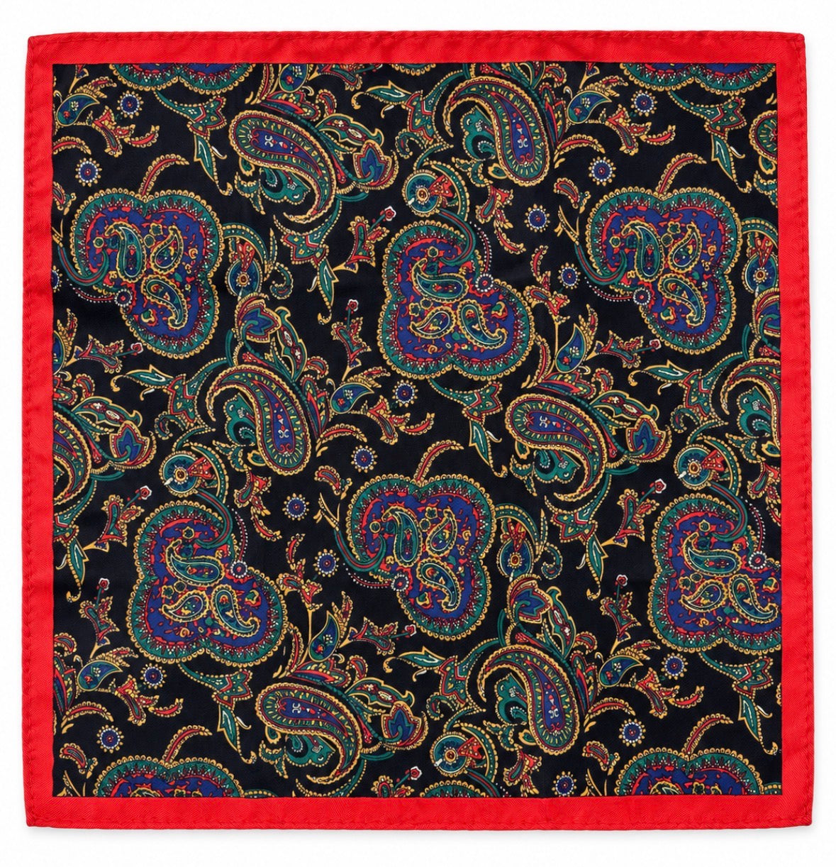 Einstecktuch Schwarz-Rot mit orientalischem Paisley-Muster