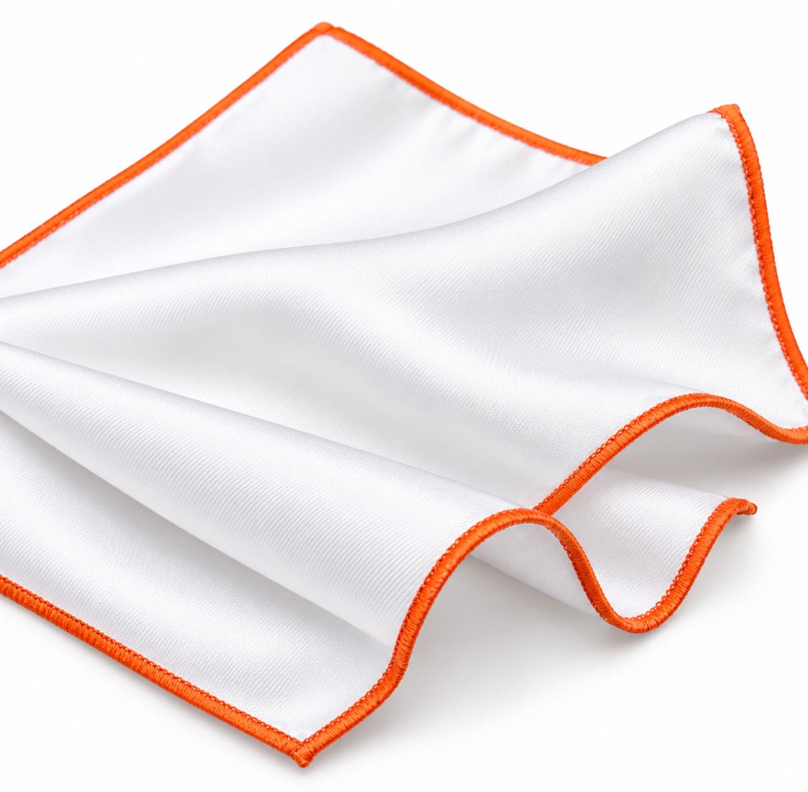 Einstecktuch Weiß mit orangem Rand