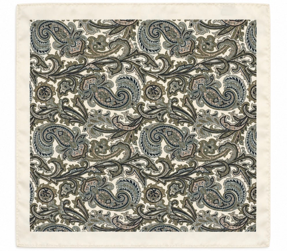 Einstecktuch mit Paisley-Muster in Creme