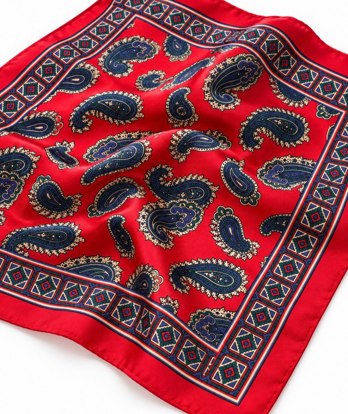 Einstecktuch Rot mit klassischem Paisley-Muster