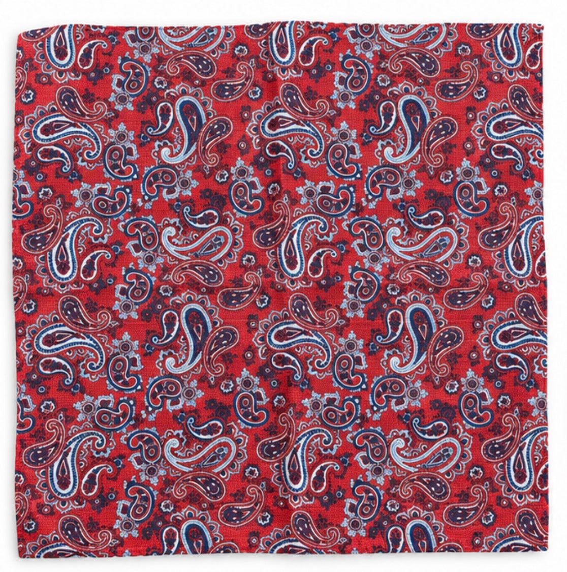 Einstecktuch Rot-Navy mit großem Paisley-Muster