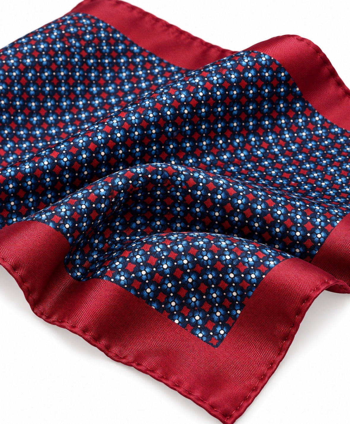 Einstecktuch Bordeaux-Navy mit Mini-Muster