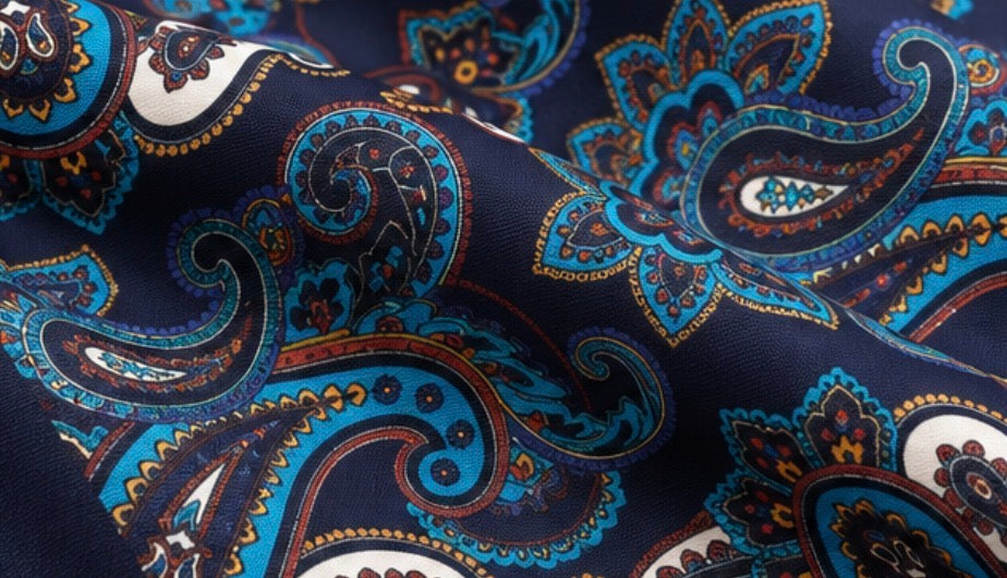 Einstecktuch Dunkelblau mit orientalischem Paisley-Muster