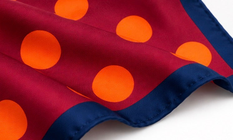 Einstecktuch Bordeaux-Orange mit großem Punktmuster