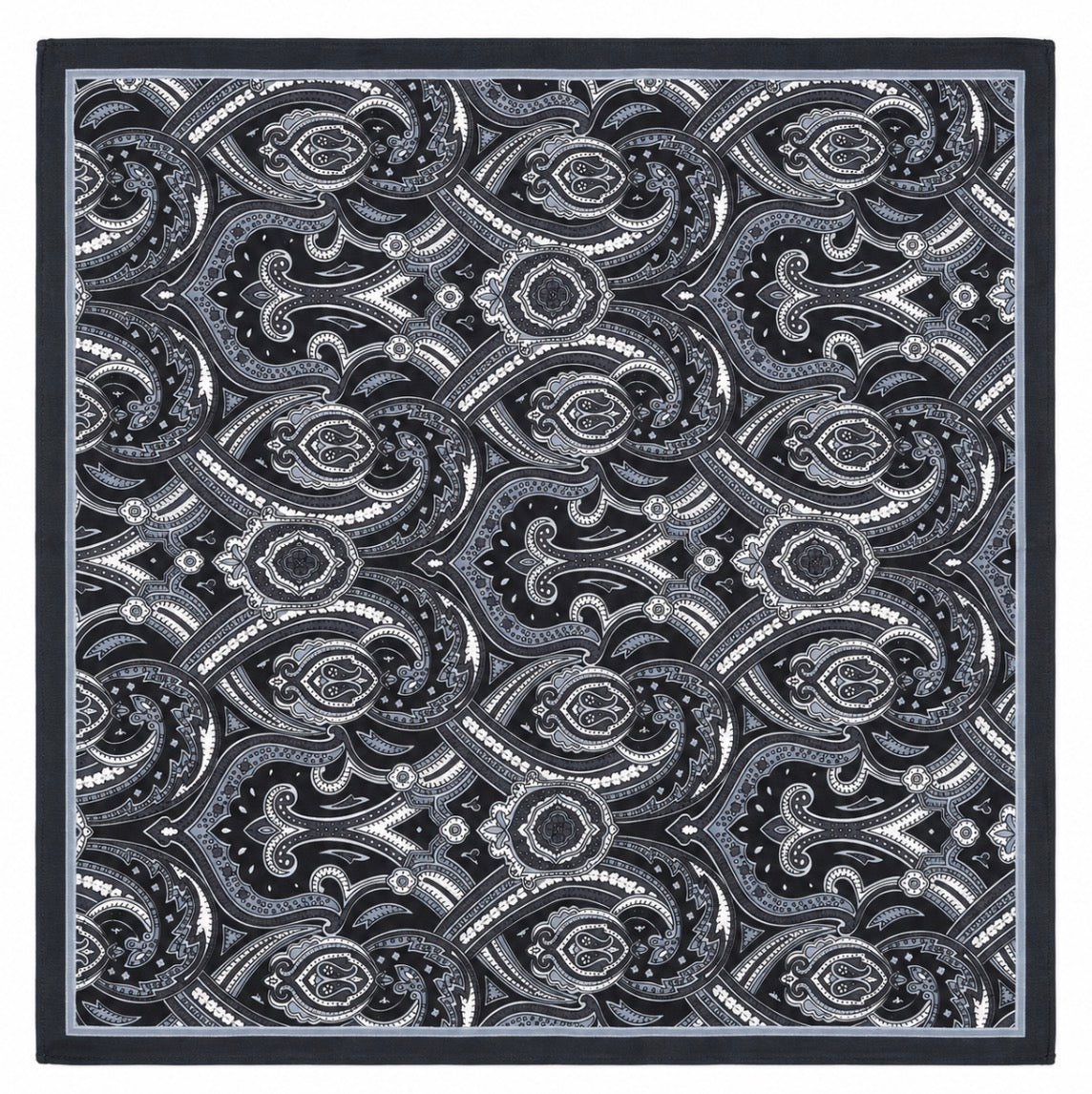 Einstecktuch Schwarz-Weiß mit klassischem Paisley-Muster