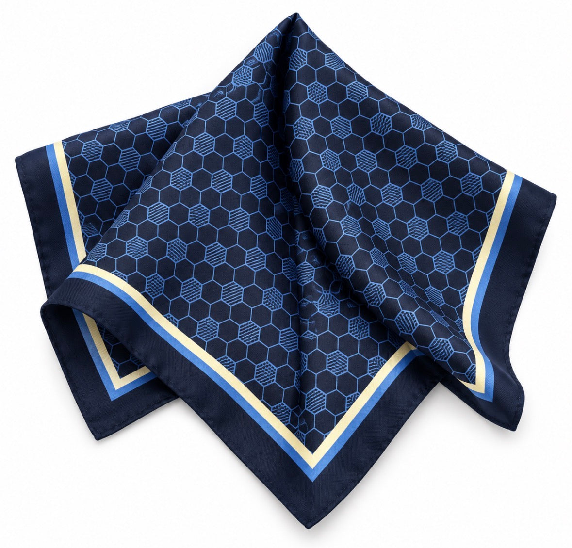 Einstecktuch Dunkelblau mit modernem Hexagon-Muster