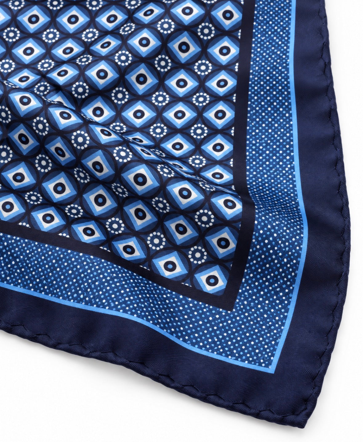 Einstecktuch Blau mit geometrischem Retro-Muster