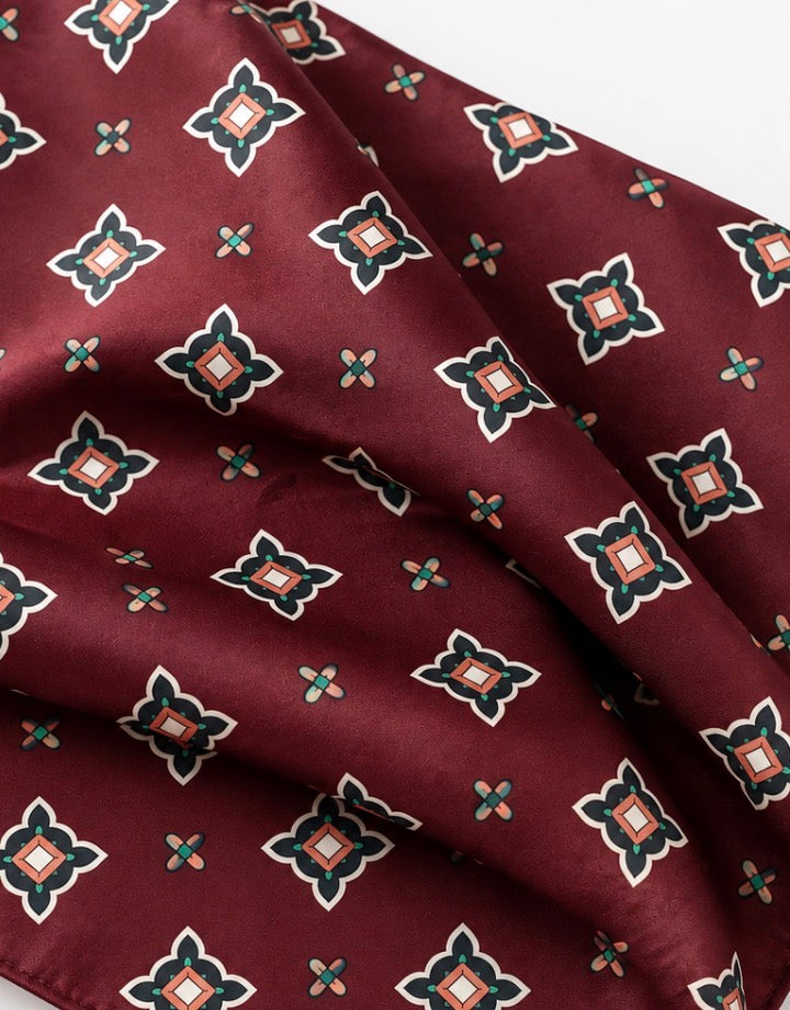 Einstecktuch Bordeaux mit klassischem Retro-Muster