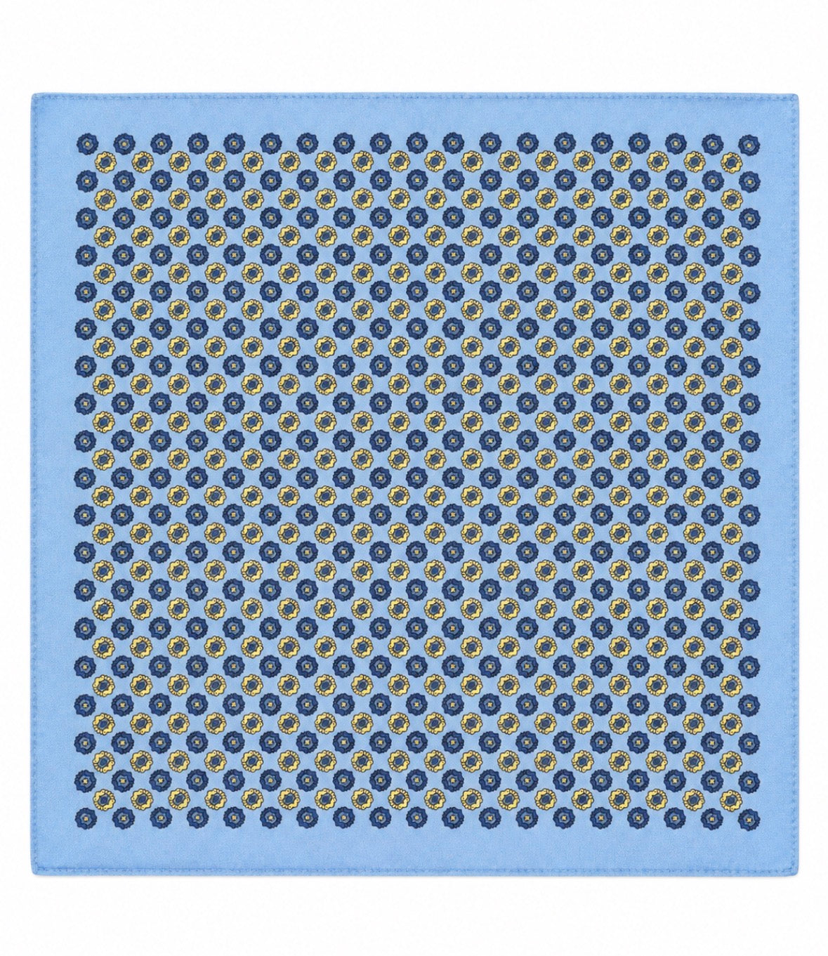 Einstecktuch Hellblau mit geometrischem Medaillonmuster in Navy & Beige