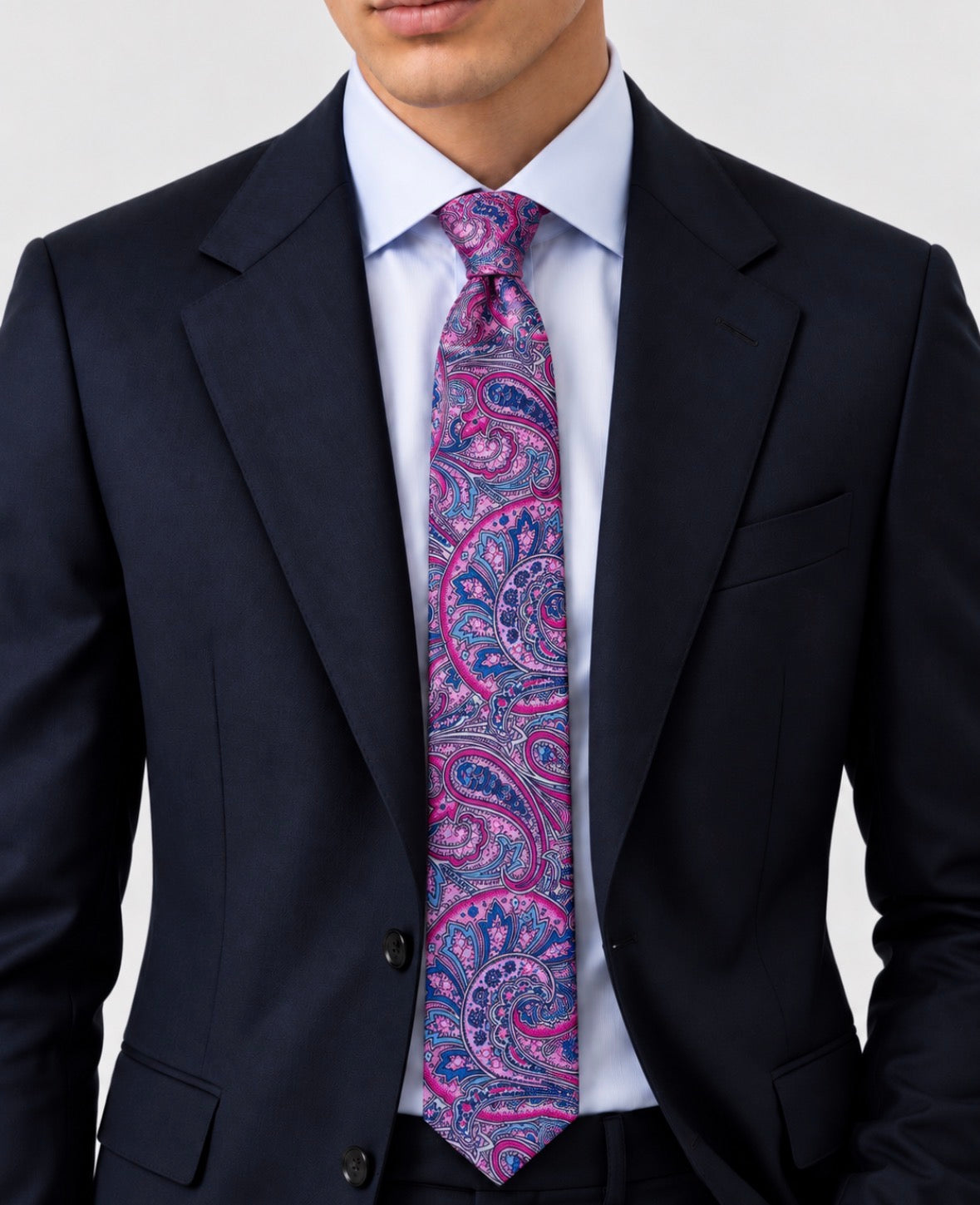 Krawatte Fuchsia mit ornamentalem Paisley-Muster