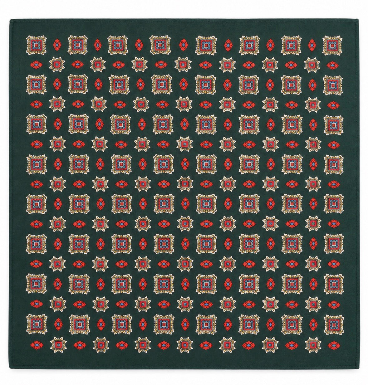 Einstecktuch Grün mit geometrischem Ornamentmuster