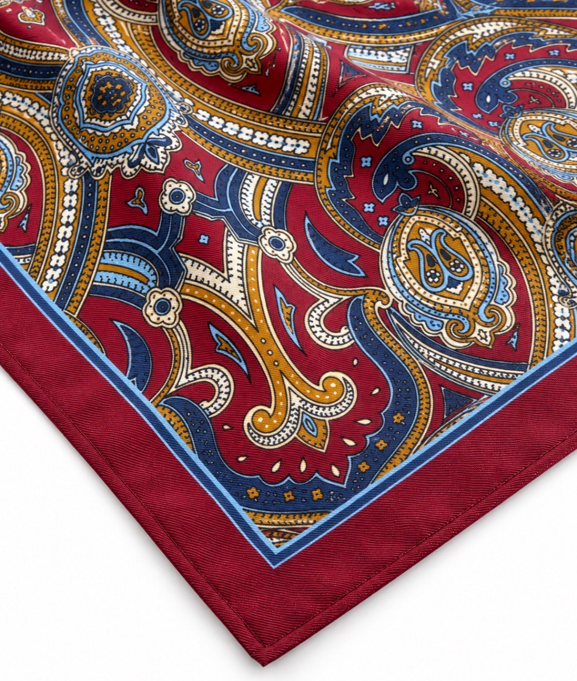 Einstecktuch Bordeaux-Navy mit orientalischem Paisley-Design