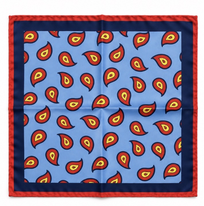 Einstecktuch Hellblau – Paisley-Muster
