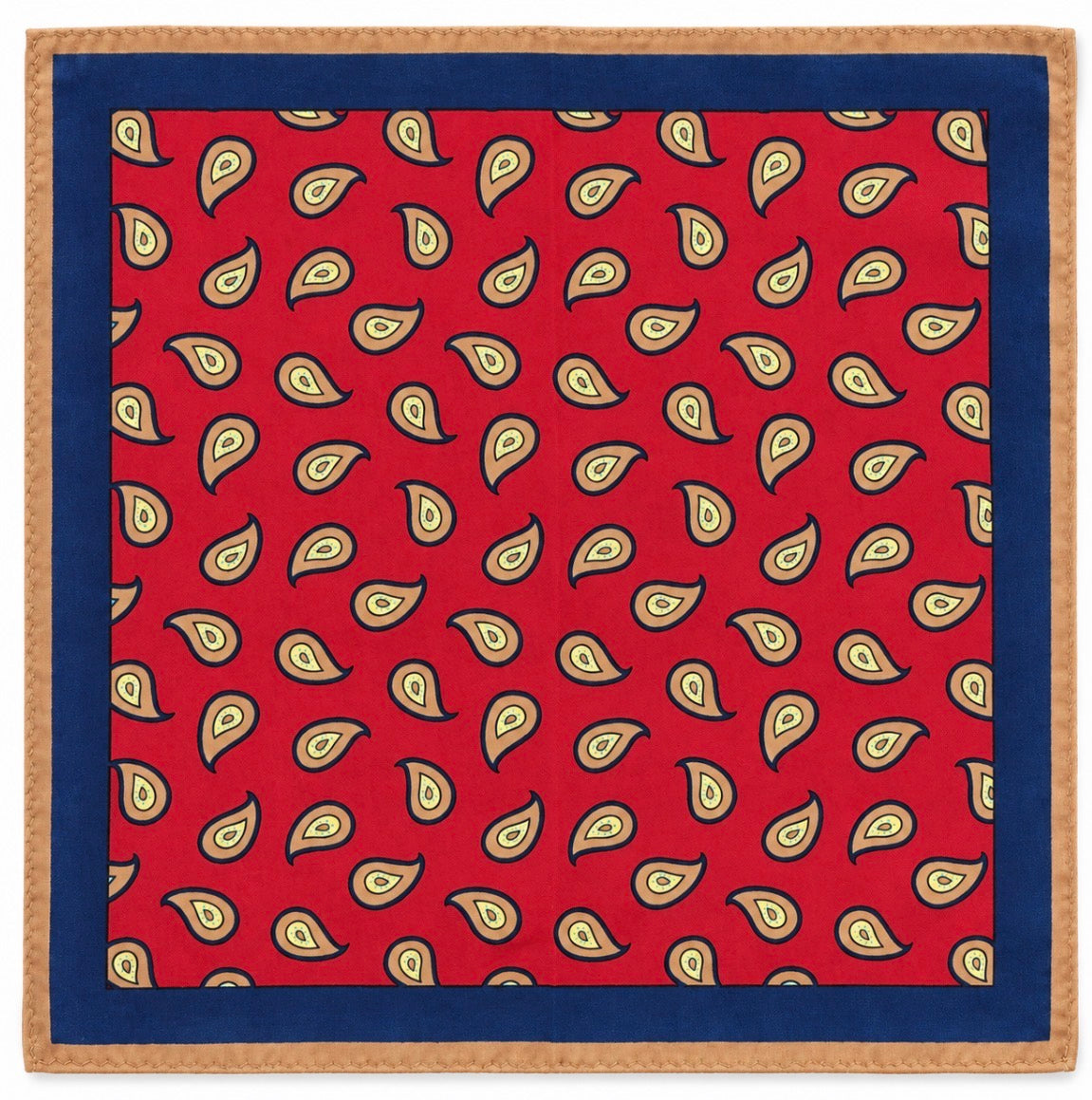 Elegantes Einstecktuch mit großem Paisley-Design – Rot/Blau