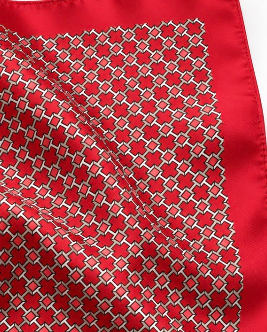 Einstecktuch Rot mit geometrischem Retro-Muster
