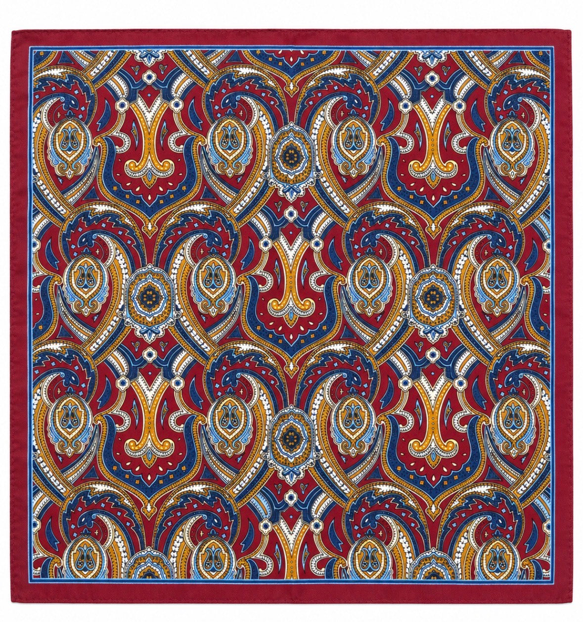 Einstecktuch Bordeaux-Navy mit orientalischem Paisley-Design
