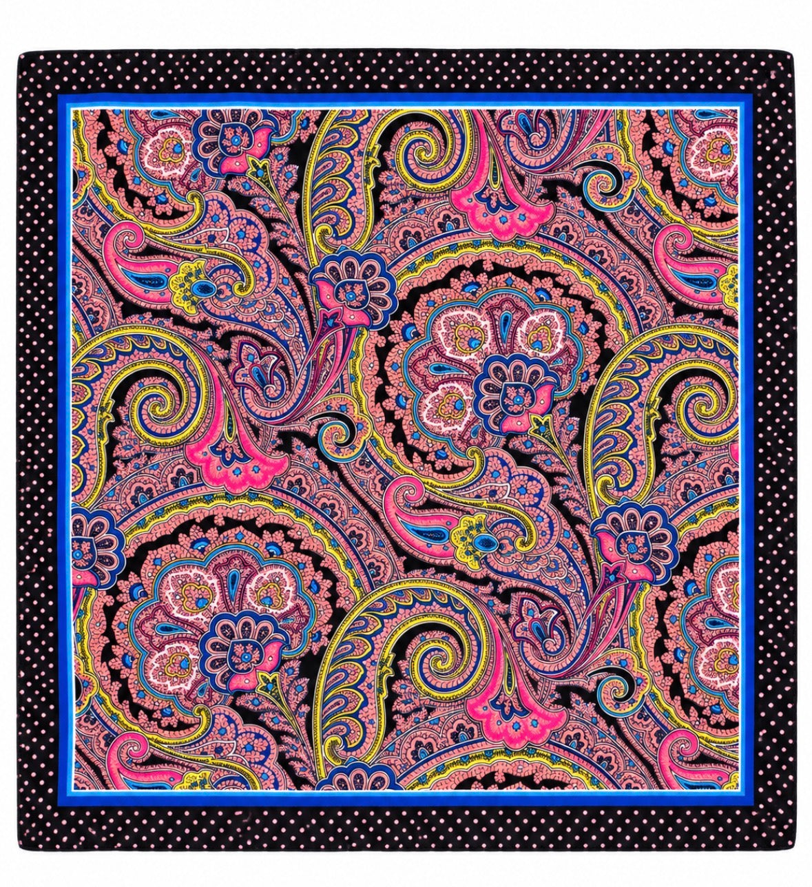 Einstecktuch Schwarz-Pink mit floralem Paisley-Muster