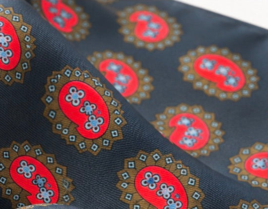 Einstecktuch Dunkelblau mit kleinem Paisley-Muster