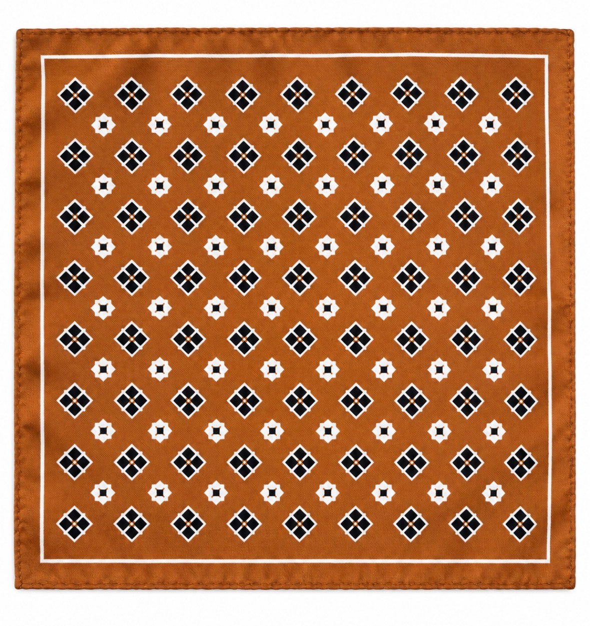Einstecktuch Cognacbraun mit geometrischem Muster