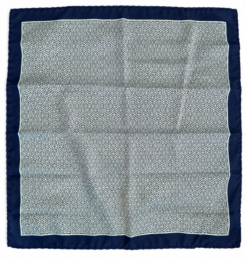 Einstecktuch mintgrün-Navy mit geometrischem Hexagon-Muster