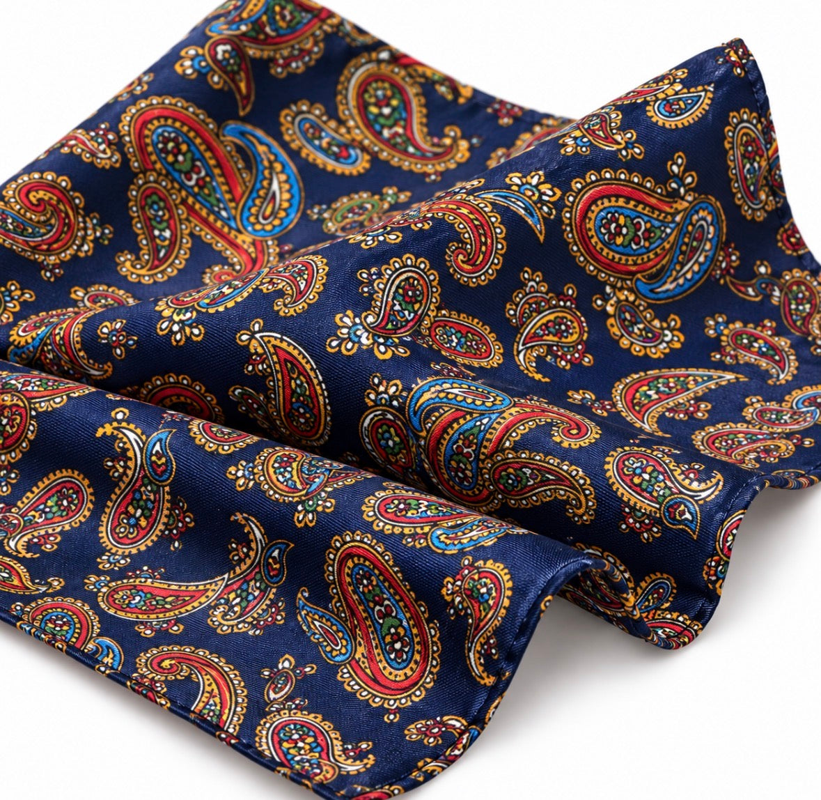 Einstecktuch Navy mit mehrfarbigem Paisley-Muster