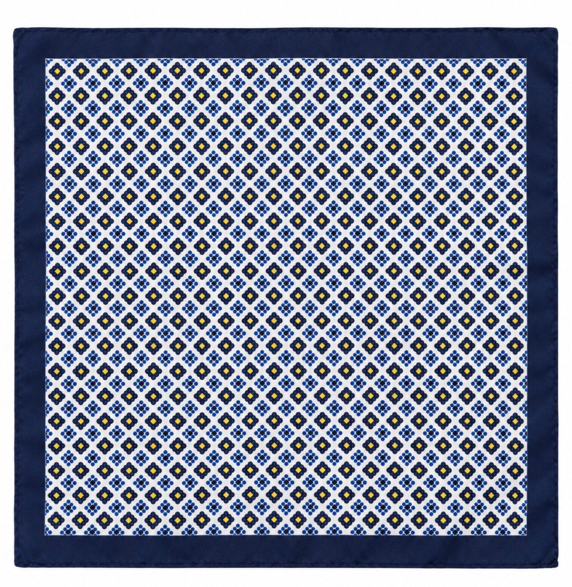 Einstecktuch Navy-Weiß mit geometrischem Rautenmuster