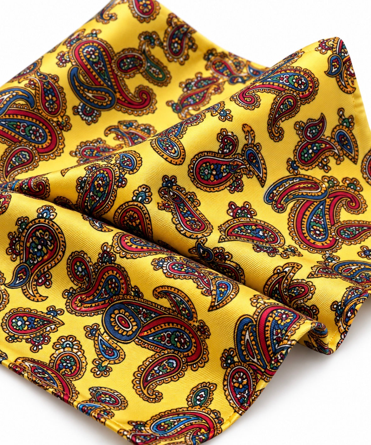 Einstecktuch Gelb mit mehrfarbigem Paisley-Muster