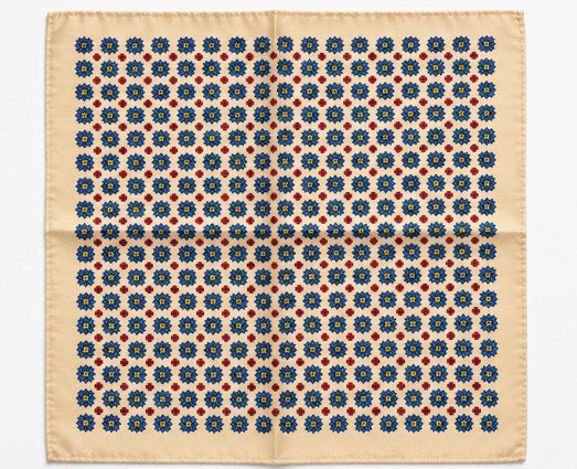 Einstecktuch Beige mit geometrischem Retro-Muster