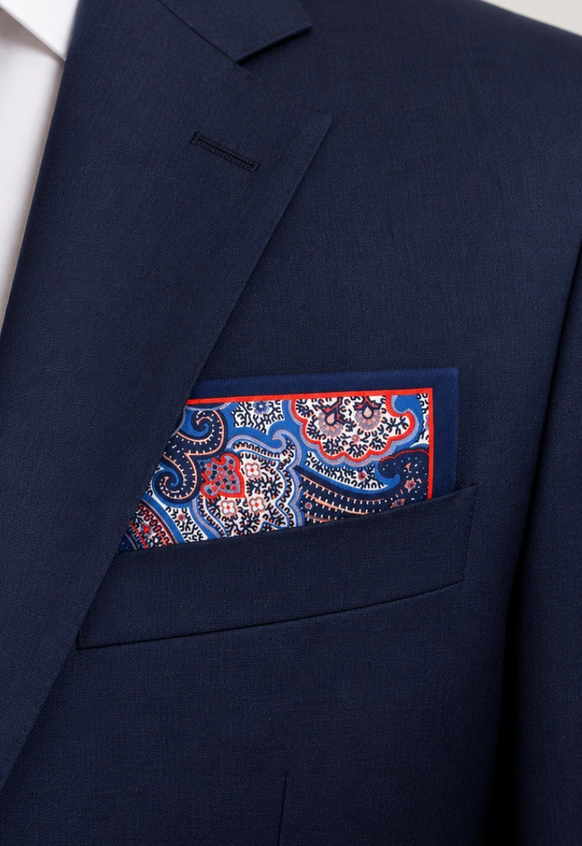 Einstecktuch Dunkelblau mit klassischem Paisley-Design