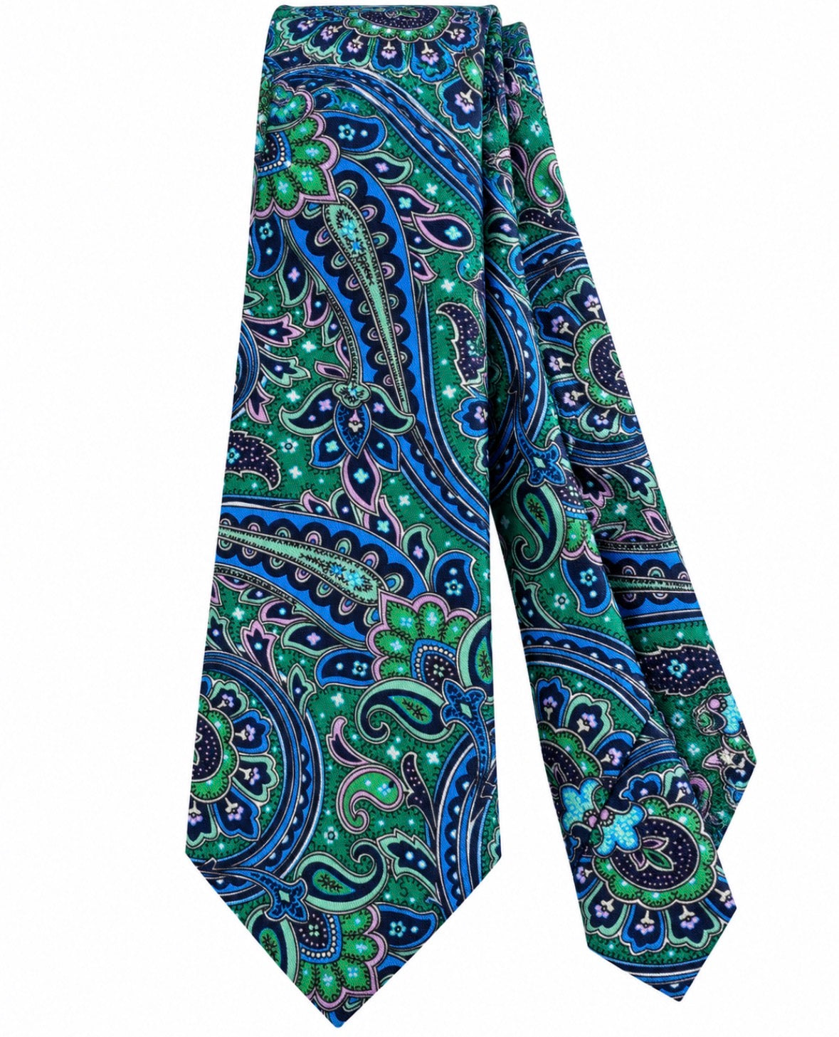 Krawatte Smaragdgrün mit mehrfarbigem Paisley-Muster