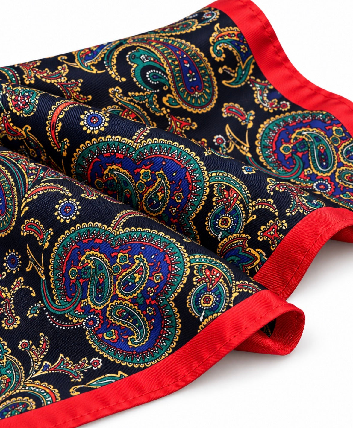 Einstecktuch Schwarz-Rot mit orientalischem Paisley-Muster