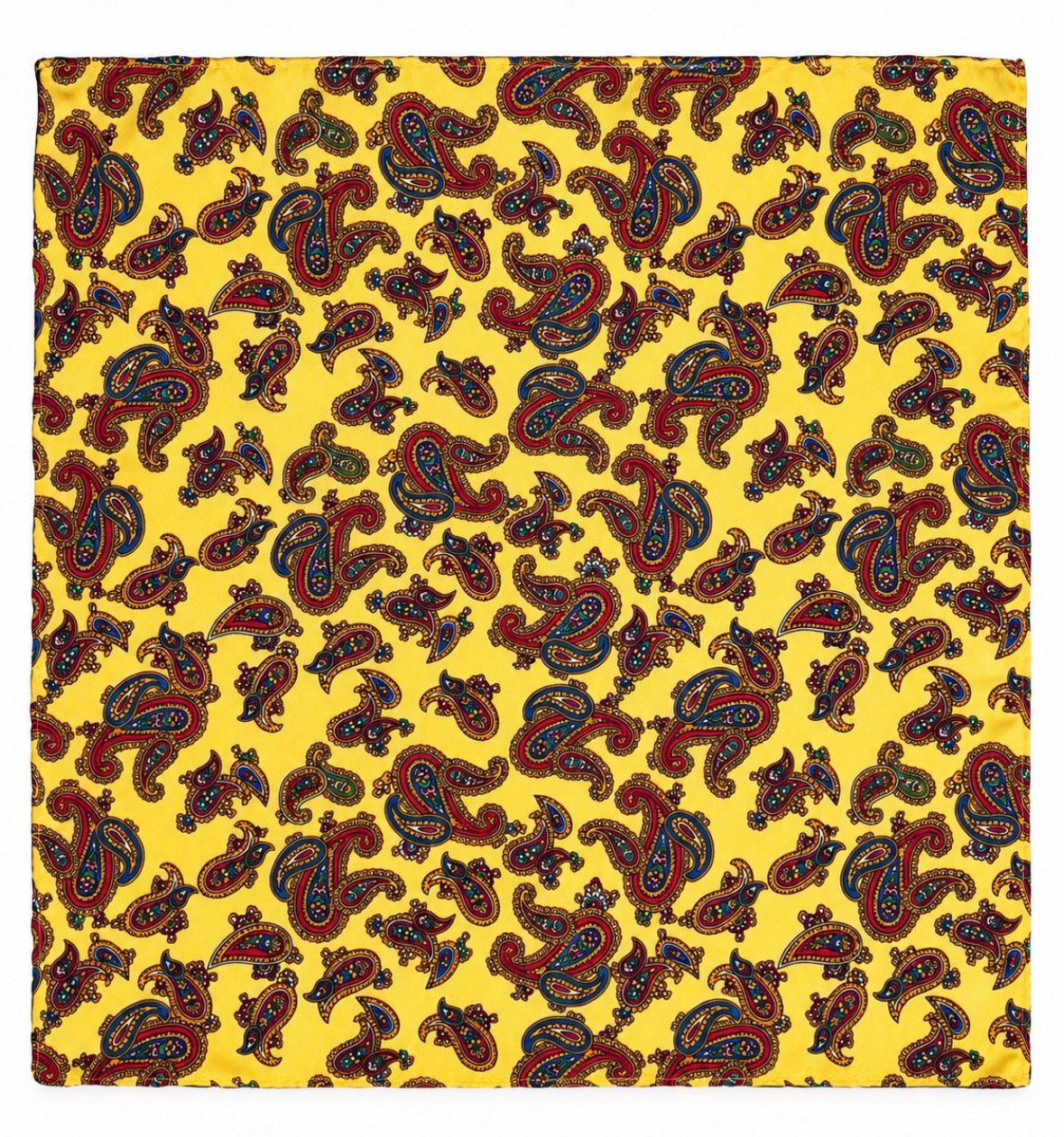 Einstecktuch Gelb mit mehrfarbigem Paisley-Muster