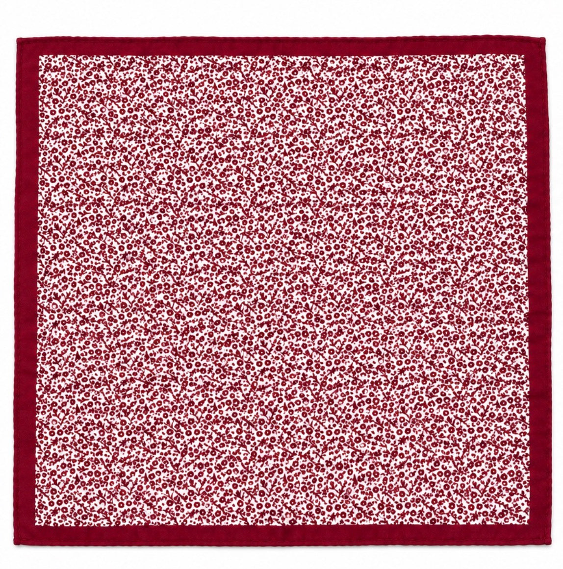 Einstecktuch Weiß mit bordeauxrotem Blumenprint