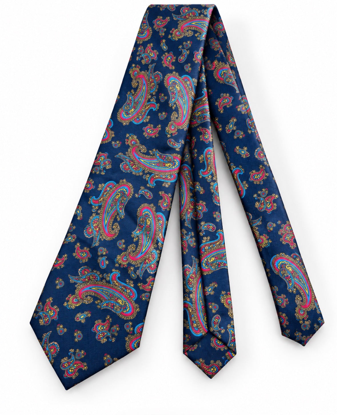 Krawatte Dunkelblau mit mehrfarbigem Paisley-Muster