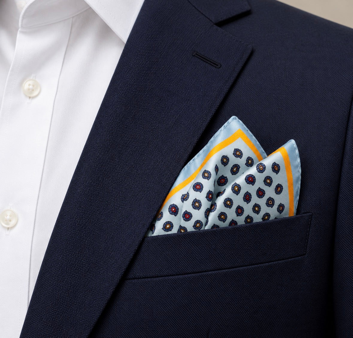 Einstecktuch Hellblau mit Mini-Paisley-Muster